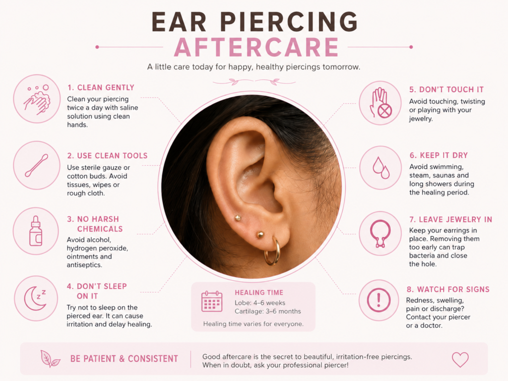 Ear piercing after care